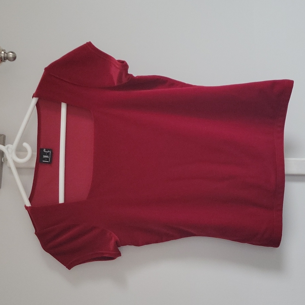 Inc red velvet square neck top